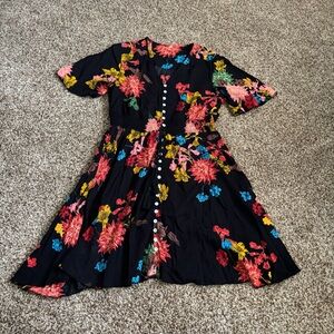 Amazon || Boho Floral Fit and Flare Button Front Dress Size L